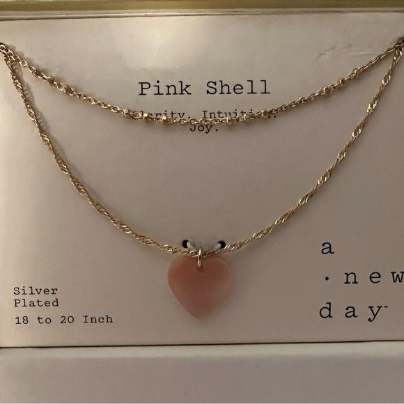 a new day Jewelry - A New Day Pink Shell Charm with Gold Toned Necklace NIB